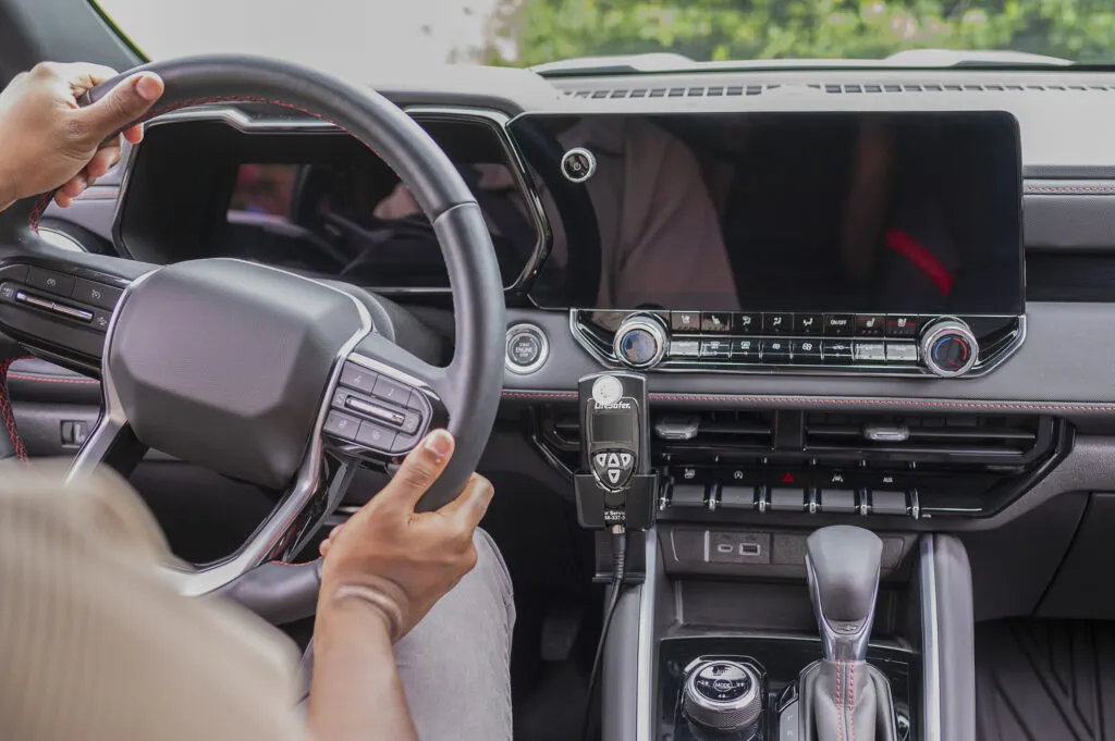 LifeSafer Ignition Interlock device in vehicle